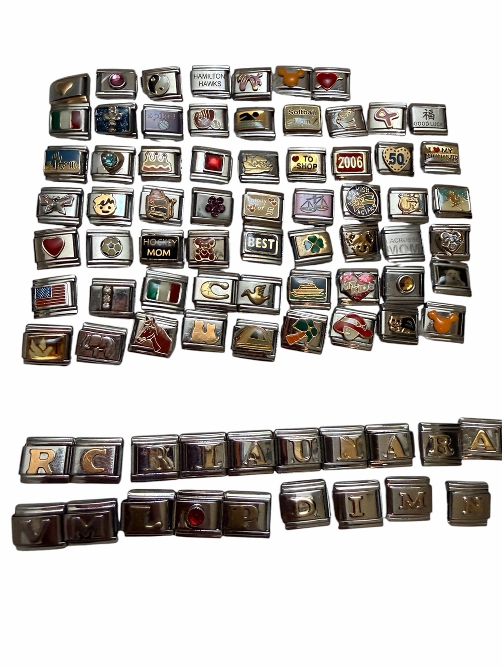 Vintage Y2K Italian Charm Bracelet Link Charms Stainless Steel Silver (2 for $20